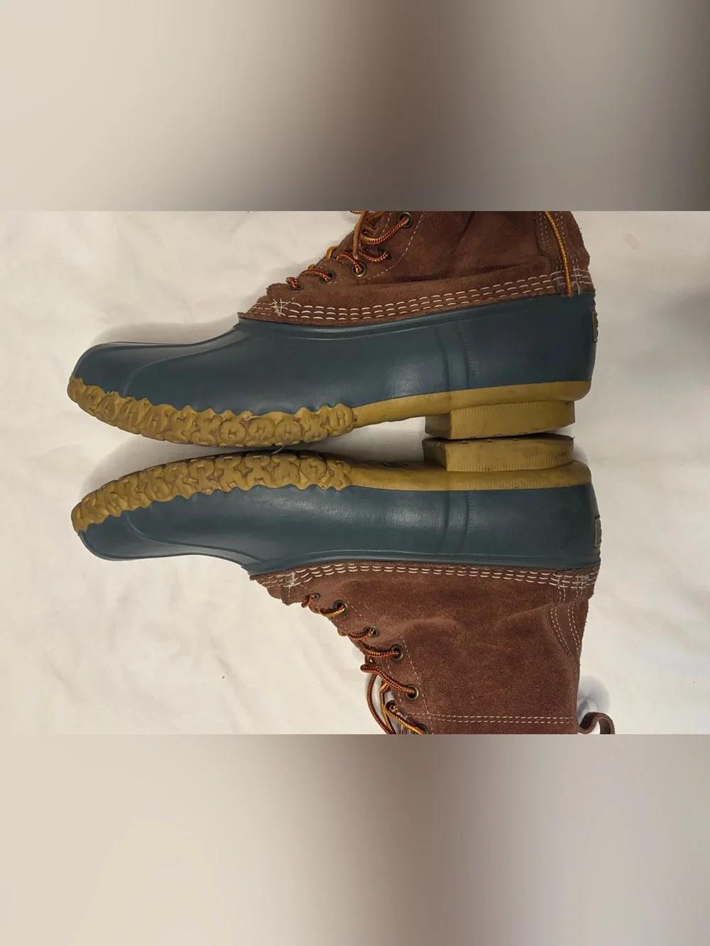 Vintage L.L.Bean Boots Men’s 10M Brown Suede Blue Rubber Duck Boots USA